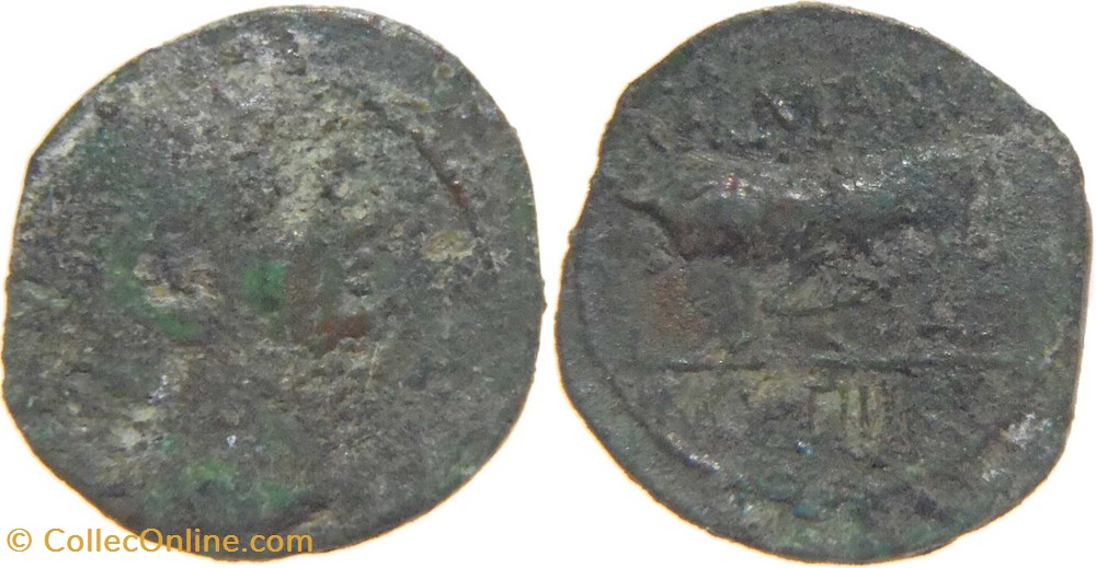 Région de Marseille -130 à -120 bronze massaliote au taureau : litra ? monnaies antiquite av jc ap celtes region de marseille 130 a 120 bronze massaliote au taureau litra
