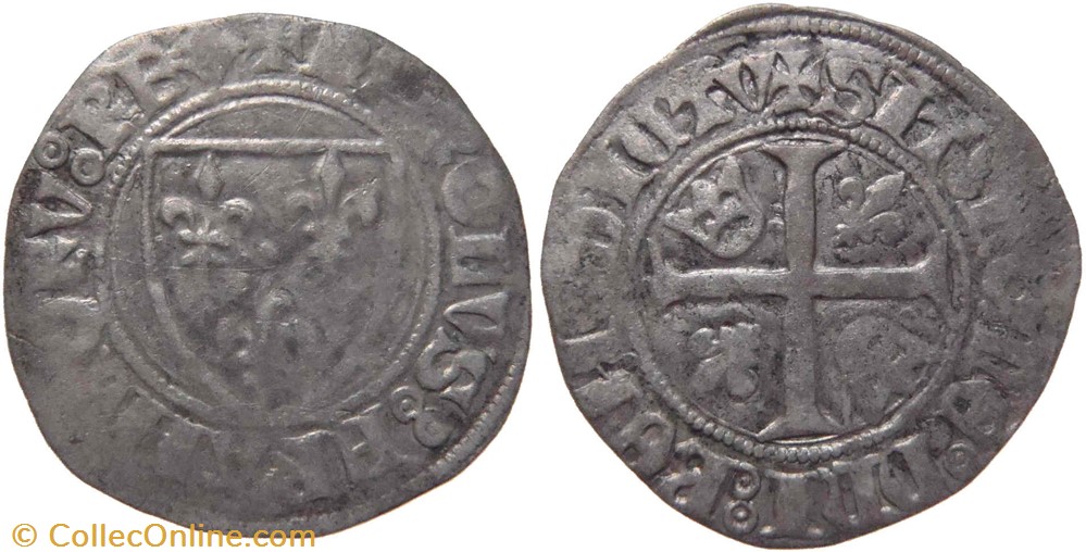 monnaies europe medievale france royales dijon 1398 1411 blanc a ecu dit guenar 2e emission type 3 au nom de charles vi