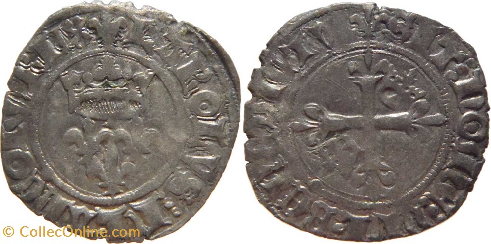 Mâcon 1419-8 fin gros dit "florette" 5è émission royale variété au nom de Charles VI monnaies europe medievale france royales macon 1419 8 fin gros dit florette 5e emission royale variete au nom de charles vi