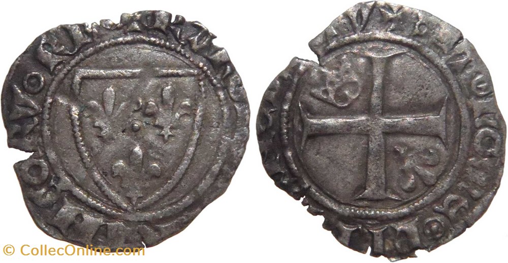 Mâcon 1419-07 petit blanc dit "demi-guénar" 7è émission Jean-sans-Peur au nom de Charles VI monnaies europe medievale france feodales macon 1419 07 petit blanc dit demi guenar 7e emission jean sans peur au nom de charles vi
