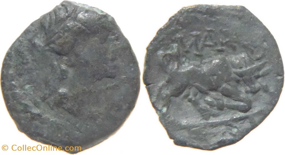 monnaies antiquite av jc ap celtes region de marseille 130 a 120 petit bronze massaliote au taureau hemiobole