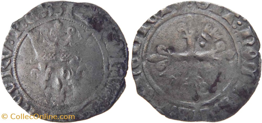 Chalon-sur-Saône 1420-06 à 1421-10 gros dit "florette" au profit des Auxonnois au nom de Charles VI monnaies europe medievale france feodales chalon sur saone 1420 06 a 1421 10 gros dit florette au profit des auxonnois au nom de charles vi