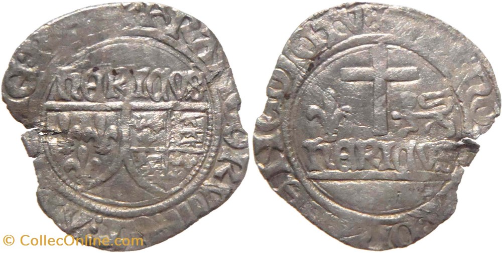 monnaies france feodales auxerre 1422 1435 blanc aux ecus accostes du duc philippe le bon au nom henri vi angleterre
