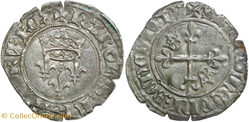 Mâcon 1418-03 à 09 gros dit "florette" 2è émission ducale Jean-sans-Peur au nom de Charles VI monnaies europe medievale france feodales macon 1418 03 a 09 gros dit florette 2e emission ducale jean sans peur au nom de charles vi