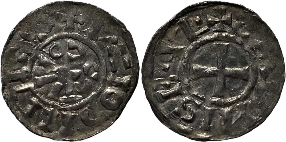 6/- Scodingue (comté de) Salins-les-Bains ou Lons-le-Saunier denier anonyme ex 3 monnaies europe medievale france feodales 6 scodingue comte de salins les bains ou lons le saunier denier anonyme ex 3