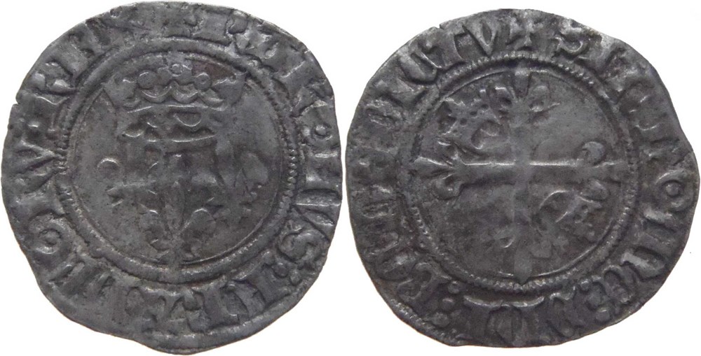 Mâcon 1418-9 à 1419-3 gros dit "florette" 3è émission ducale Jean-sans-Peur au nom de Charles VI monnaies europe medievale france feodales macon 1418 9 a 1419 3 gros dit florette 3e emission ducale jean sans peur au nom de charles vi