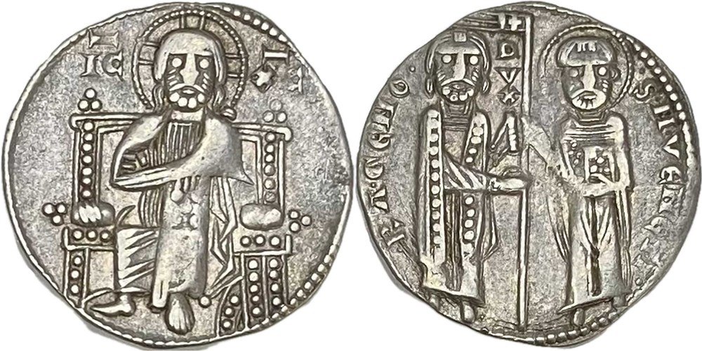 monnaies europe medievale italie republique de venise 1253 1268 grosso ou matapan au nom de renier zen 45e doge
