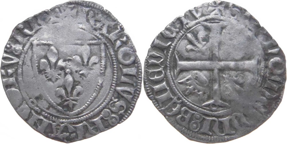 Mâcon 1418-03 blanc dit "guénar" 6è émission type 2 variété Jean-sans-Peur au nom de Charles VI monnaies europe medievale france feodales macon 1418 03 blanc dit guenar 6e emission type 2 variete jean sans peur au nom de charles vi