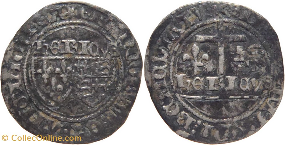 monnaies europe medievale france royales nevers 1422 1435 blanc aux ecus accostes au nom henri vi angleterre e286c variete