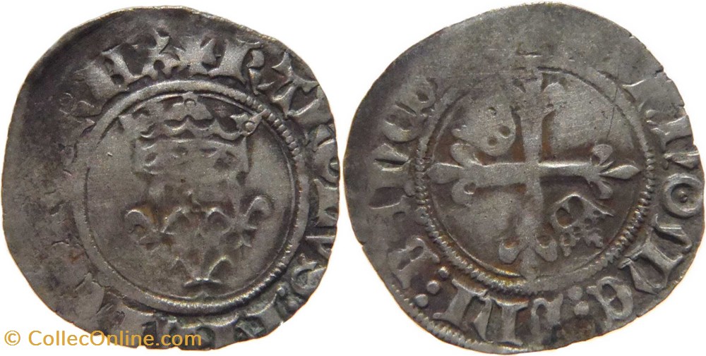 Mâcon 1418-9 à 1419-3 gros dit "florette" 3è émission ducale Jean-sans-Peur au nom de Charles VI monnaies europe medievale france feodales macon 1418 9 a 1419 3 gros dit florette 3e emission ducale jean sans peur au nom de charles vi