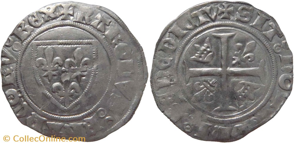 Chalon-sur-Saône 1413-1417 blanc à l'écu dit "guénar" émission ducale variété au nom de Charles VI monnaies europe medievale france feodales chalon sur saone 1413 1417 blanc a ecu dit guenar emission ducale variete au nom de charles vi