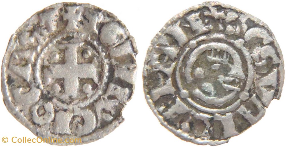 monnaies europe medievale france feodales abbaye de tournus 1245 1250 obole au nom de saint valerien de type 5 aux besans