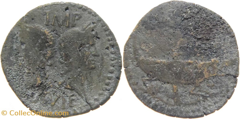 Nîmes 10 à 14 Auguste et Agrippa dupondius au crocodile monnaies antiquite av jc ap romaines provinciales nimes 10 a 14 auguste et agrippa dupondius au crocodile