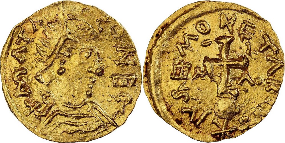 Mâcon 534-699 tiers de sou d'or dit triens ou tremissis au nom de Iusé monnaies europe medievale france merovingiennes macon 534 699 tiers de sou or dit triens ou tremissis au nom de iuse