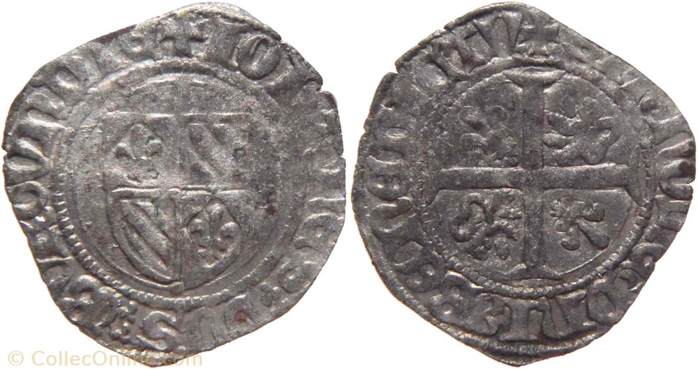 Auxonne 1417-04 grand blanc variété nouvelle et fautée au nom de Jean-sans-Peur monnaies europe medievale france feodales auxonne 1417 04 grand blanc variete nouvelle et fautee au nom de jean sans peur