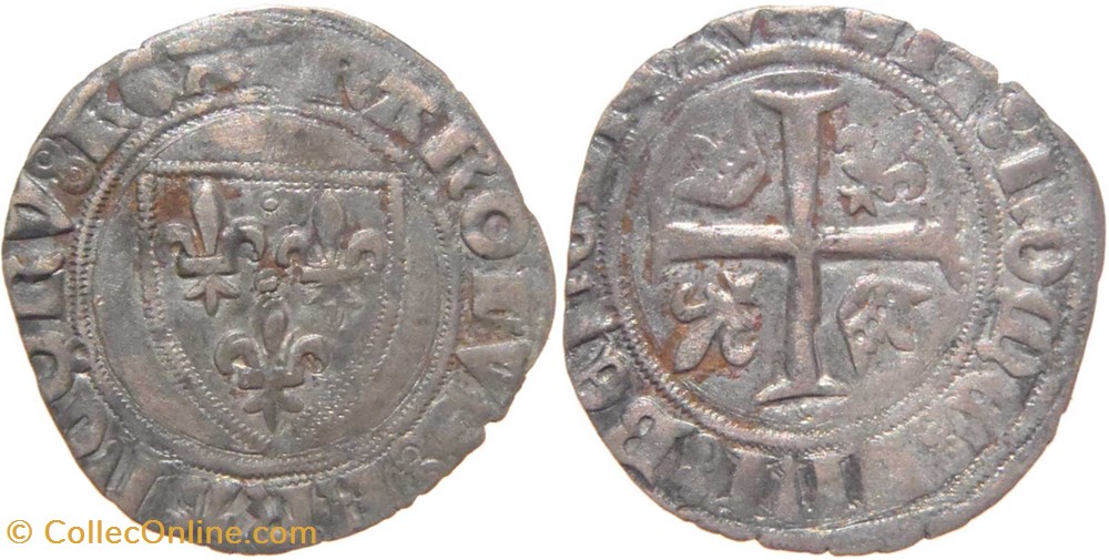 Dijon 1417 10 à 11 blanc à l'écu dit "guénar" émission ducale au nom de Charles VI monnaies europe medievale france feodales dijon 1417 10 a 11 blanc a ecu dit guenar emission ducale au nom de charles vi