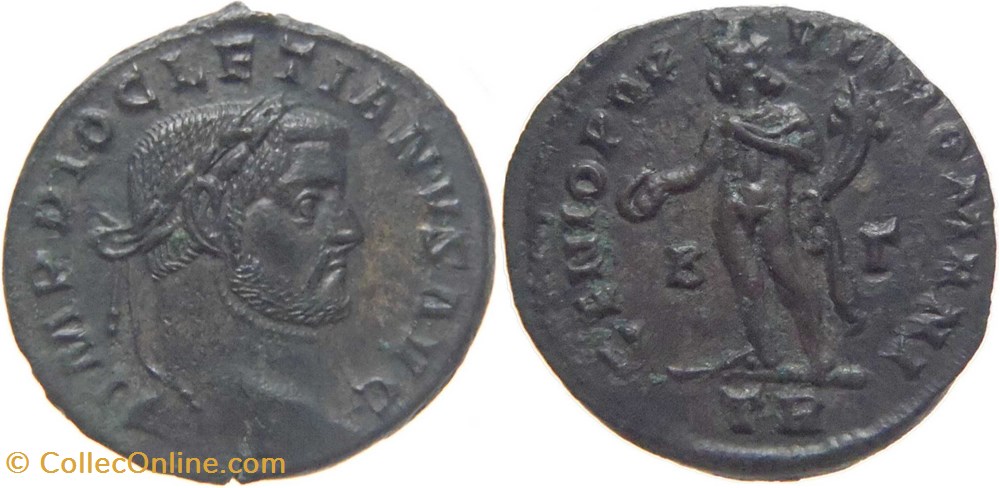 autre romaine 295-297 Dioclétien follis au revers Génie frappé à Trèves monnaies antiquite av jc romaines republicaines imperiales autre romaine 295 297 diocletien follis au revers genie frappe a treves