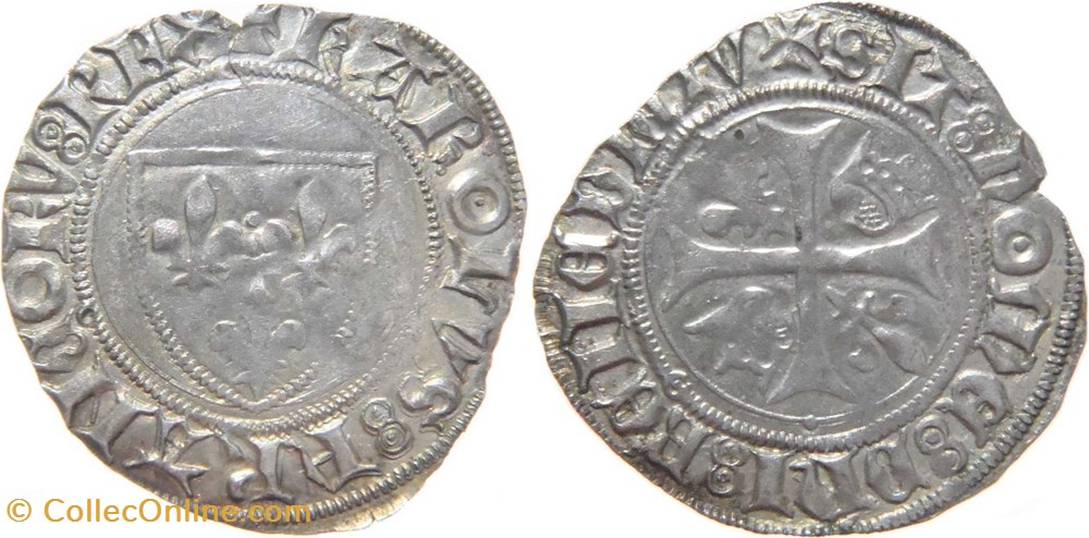 Mâcon 1417-12 à 1418-02 blanc dit "guénar" 6è ém. type 1 variété Jean-sans-Peur au nom de Charles VI monnaies europe medievale france feodales macon 1417 12 a 1418 02 blanc dit guenar 6e em type 1 variete jean sans peur au nom de charles vi