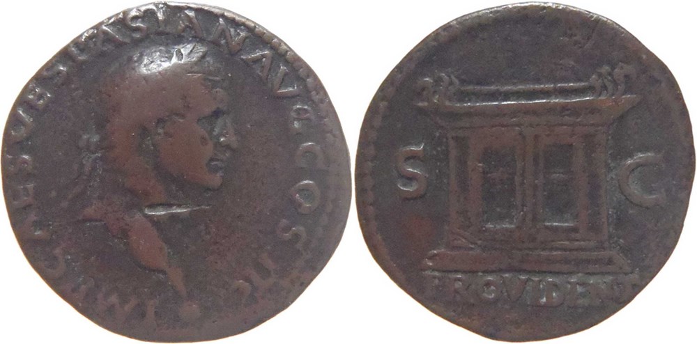 Lyon 70 à 71 Vespasien as au revers à l'autel de la Providence monnaies antiques romaines imperiales et republicaines lyon 70 a 71 vespasien as au revers a autel de la providence