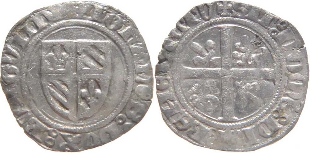 Auxonne 1404-1406 grand blanc variété "Ð" pointé à l'avers, au nom de Jean-sans-Peur monnaies europe medievale france feodales auxonne 1404 1406 grand blanc variete pointe a avers au nom de jean sans peur