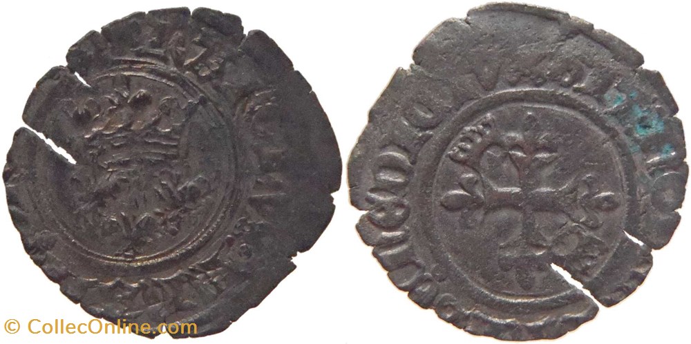 Mâcon 1420-06 à 1421-10 gros dit "florette" 7è émission mâconnaise au nom de Charles VI monnaies europe medievale france royales macon 1420 06 a 1421 10 gros dit florette 7e emission maconnaise au nom de charles vi