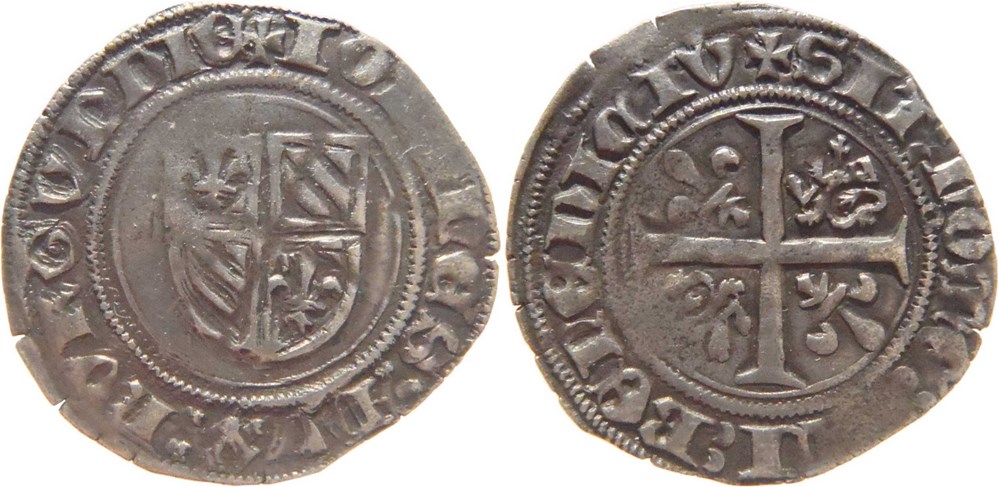 Saint Laurent-lès-Chalon 1412 grand blanc variété au nom de Jean-sans-Peur monnaies europe medievale france feodales saint laurent les chalon 1412 grand blanc variete au nom de jean sans peur