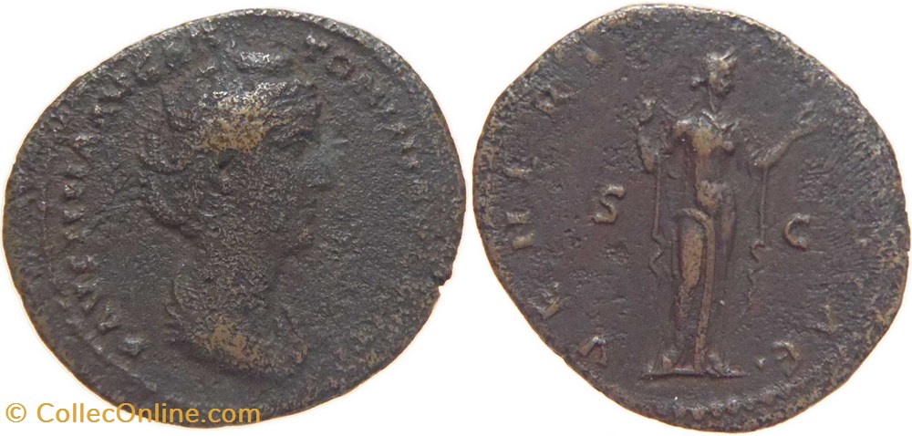 autre romaine 139 Faustine mère as ou dupondius ? au revers Vénus frappé à Rome monnaies antiquite av jc romaines republicaines imperiales autre romaine 139 faustine mere as ou dupondius au revers venus frappe a rome