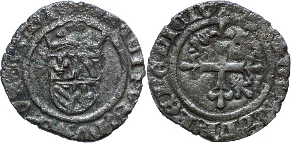 Cuisery 1420-05 gros à quintefeuille initiale au nom de Philippe-le-Bon monnaies europe medievale france feodales cuisery 1420 05 gros a quintefeuille initiale au nom de philippe le bon