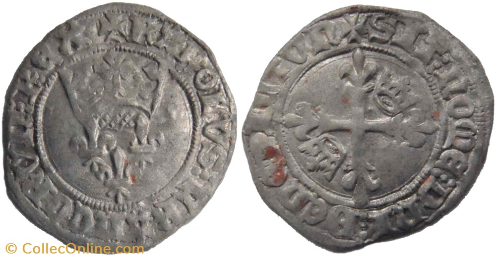 Chalon-sur-Saône 1419-06 à 07 gros dit "florette" inédit v. au profit d'Isabeau épouse de Charles VI monnaies europe medievale france feodales chalon sur saone 1419 06 a 07 gros dit florette inedit v au profit isabeau epouse de charles vi