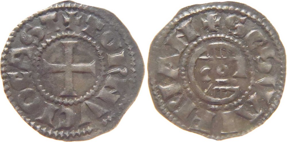 monnaies europe medievale france feodales abbaye de tournus 1240 1245 denier au nom de saint valerien de type 4 aux 0 longues et tete ronde