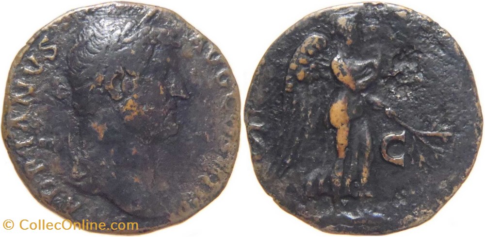 autre romaine 136 Hadrien sesterce au revers Victoria frappé à Rome monnaies antiquite av jc romaines republicaines imperiales autre romaine 136 hadrien sesterce au revers victoria frappe a rome