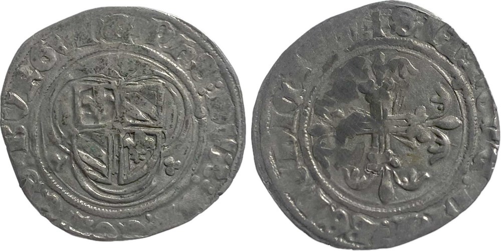 monnaies europe medievale france feodales saint laurent les chalon 1422 05 blanc a ecu dans un trilobe variete au nom de philippe le bon