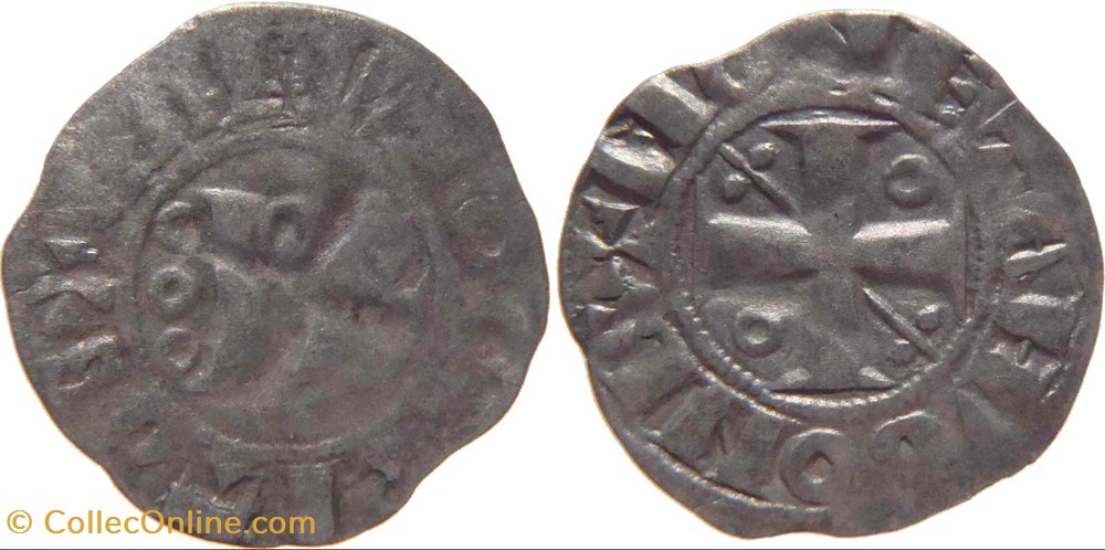 Chalon-sur-Saône 1065-1113 denier au cantonnement inversé au nom de Hugues II monnaies europe medievale france feodales chalon sur saone 1065 1113 denier au cantonnement inverse au nom de hugues ii