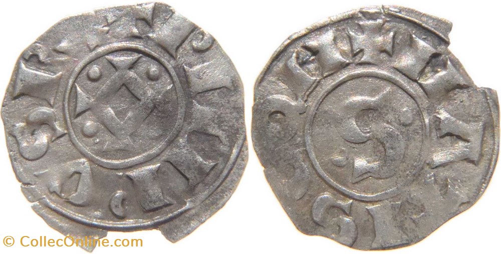 Mâcon 1137-1239 denier au "S" cantonné au nom de Philippe Ier coin cassé MATISCQN monnaies europe medievale france feodales macon 1137 1239 denier au s cantonne au nom de philippe ier coin casse matiscqn
