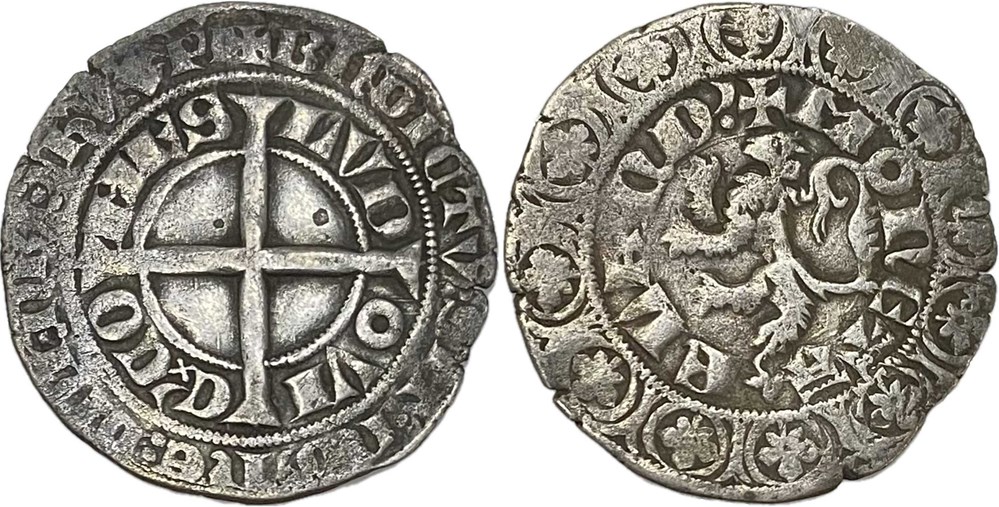 Flandre (comté de) - Bruges, Gand ou Malines 1346-1384 gros compagnon au lion de Louis II de Male monnaies europe medievale france feodales flandre comte de bruges gand ou malines 1346 1384 gros compagnon au lion de louis ii de male