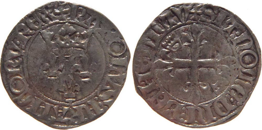 Rouen 1417 gros dit "florette" 2è émission au nom de Charles VI monnaies europe medievale france feodales rouen 1417 gros dit florette 2e emission au nom de charles vi