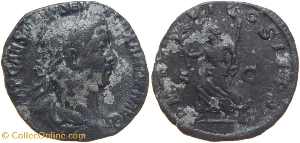 autre romaine 227 Alexandre Sévère sesterce au revers Pax frappé à Rome monnaies antiquite av jc romaines republicaines imperiales autre romaine 227 alexandre severe sesterce au revers pax frappe a rome