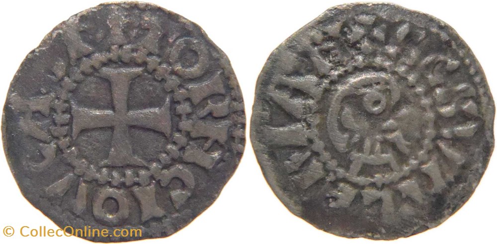 Abbaye de Tournus 1115-1240 denier au nom de Saint Valérien de type 3 légende d'avers fautée monnaies europe medievale france feodales abbaye de tournus 1115 1240 denier au nom de saint valerien de type 3 legende avers fautee