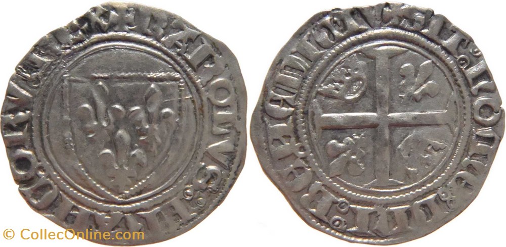 monnaies europe medievale france royales macon 1413 a 1417 blanc dit guenar 4e emission type 3 au nom de charles vi