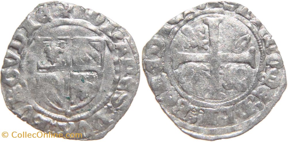 monnaies france feodales cuisery 1416 1417 grand blanc au croissant sous i de bvrgvdie faute pour la duchesse marguerite