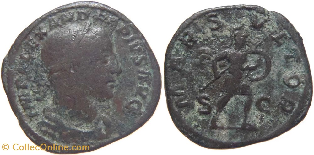 autre romaine 232 Alexandre Sévère sesterce au revers Mars frappé à Rome monnaies antiquite av jc romaines republicaines imperiales autre romaine 232 alexandre severe sesterce au revers mars frappe a rome