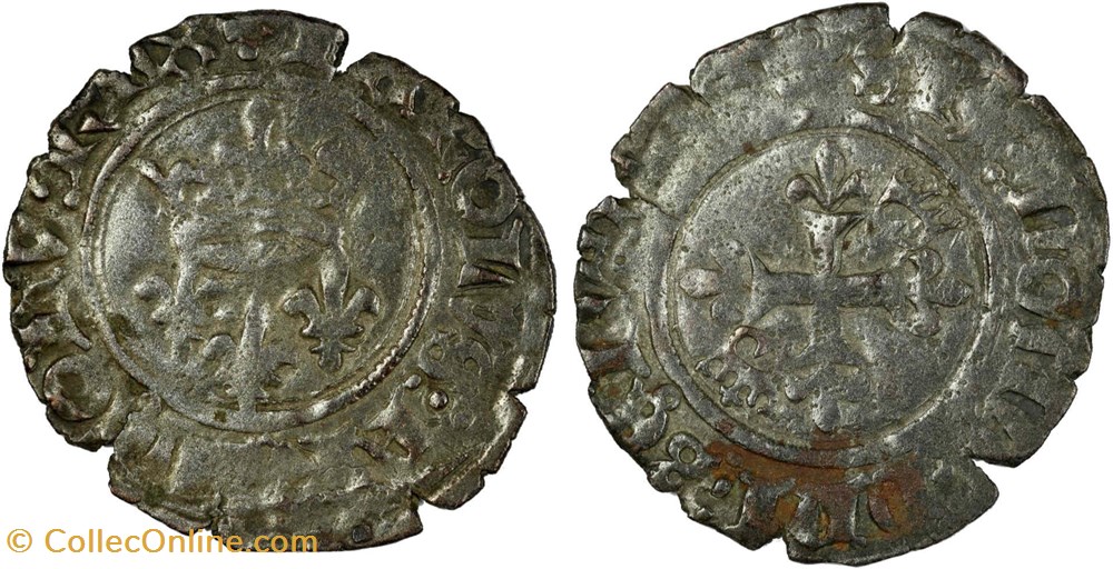 Mâcon 1420-06 à 1421-10 gros dit "florette" 7è émission mâconnaise au nom de Charles VI monnaies europe medievale france royales macon 1420 06 a 1421 10 gros dit florette 7e emission maconnaise au nom de charles vi