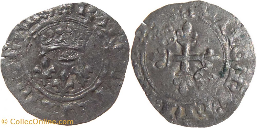 Mâcon 1420-05 gros dit "florette" 6è émission mâconnaise variété fautée au nom de Charles VI monnaies europe medievale france royales macon 1420 05 gros dit florette 6e emission maconnaise variete fautee au nom de charles vi