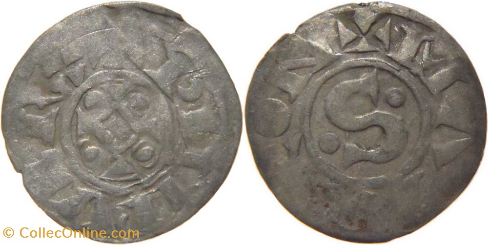 Mâcon 1137-1239 denier au "S" cantonné au nom de Philippe Ier variété MATISC•N avec "O" plein monnaies europe medievale france feodales macon 1137 1239 denier au s cantonne au nom de philippe ier variete matisc n avec o plein
