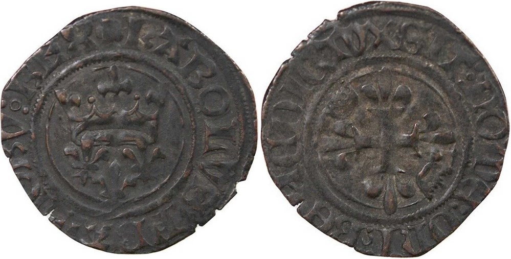 Auxerre 1420-1421 gros dit "florette" Charles VI variété monnaies europe medievale france royales auxerre 1420 1421 gros dit florette charles vi variete