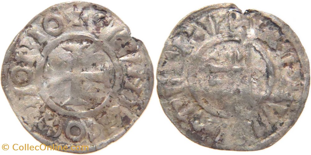Abbaye de Cluny 1060-1140 denier de type 1a variété de position de la légende de revers monnaies europe medievale france feodales abbaye de cluny 1060 1140 denier de type 1a variete de position de la legende de revers