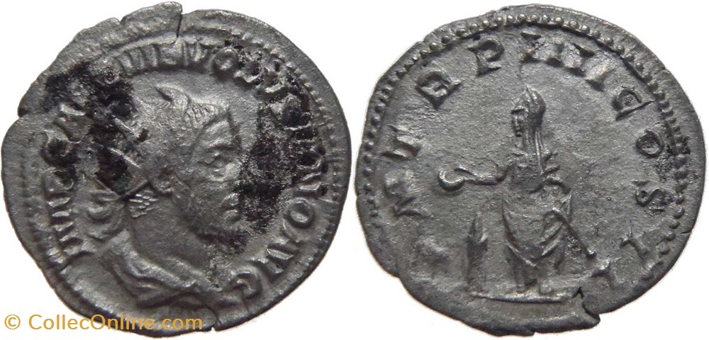 autre romaine 253 Volusien antoninien au revers PMTRP frappé à Rome monnaies antiques romaines imperiales et republicaines autre romaine 253 volusien antoninien au revers pmtrp frappe a rome