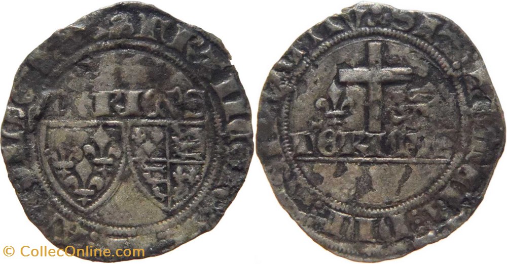 monnaies europe medievale france royales macon 1423 1428 blanc aux ecus accostes au nom de henri vi angleterre