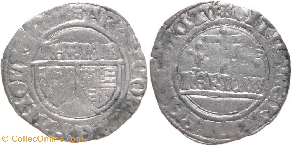 monnaies europe medievale france royales auxerre 1422 1435 blanc aux ecus accostes au nom henri vi angleterre