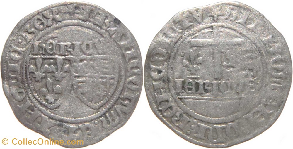 Nevers 1422-1435 blanc aux écus accostés au nom d'Henri VI d'Angleterre E286b monnaies europe medievale france royales nevers 1422 1435 blanc aux ecus accostes au nom henri vi angleterre e286b
